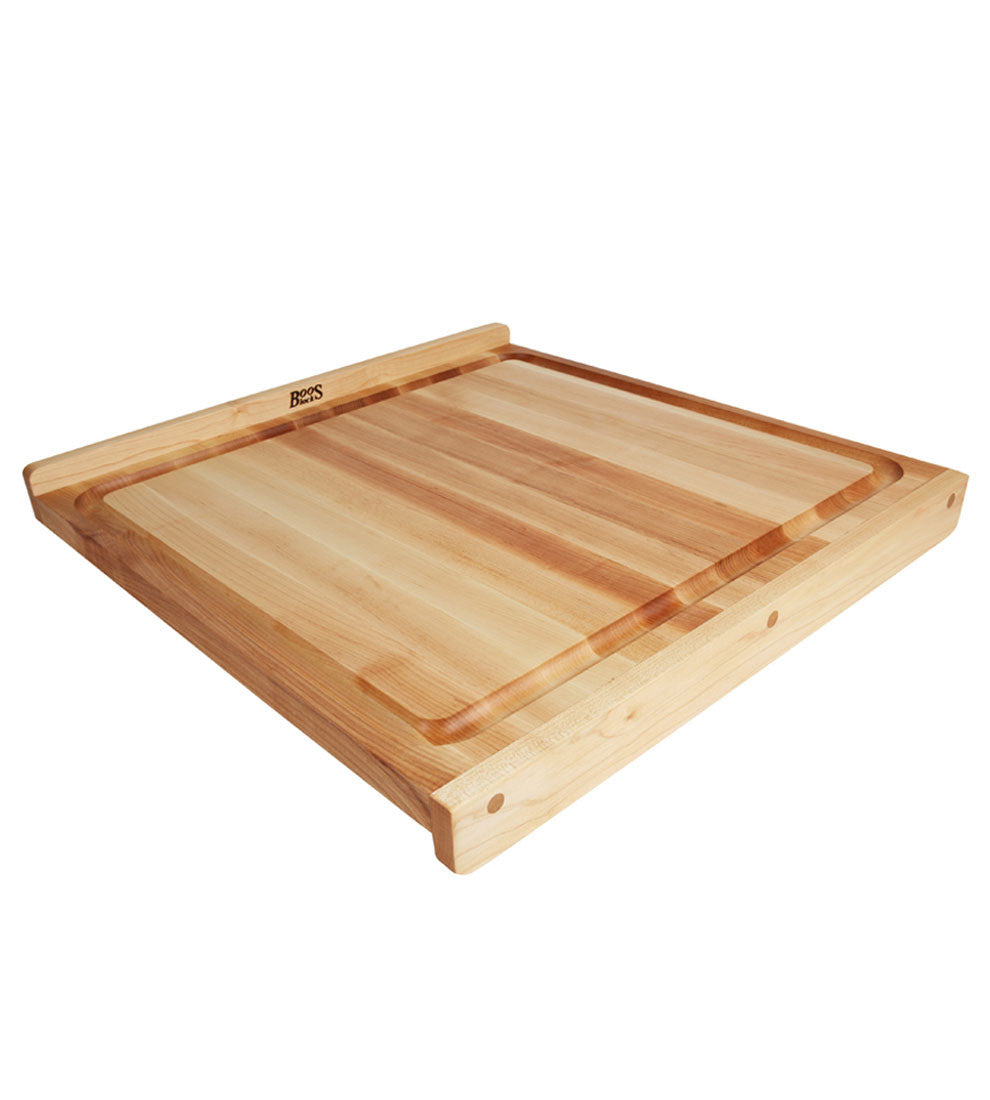 John Boos KNEB17 Maple Wood Cutting Board for Kitchen Prep, 17.75" x 17.25", 1.25 Inch Thick, Edge Grain Reversible Charcuterie Block with Juice Groove 17.75X17.25 MPL-EDGE GR-KNEAD BRD-