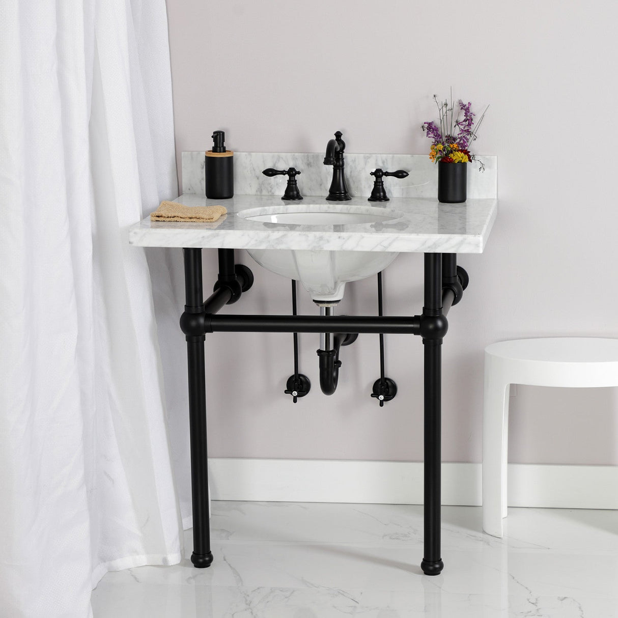 Trimscape KPK100MBP Traditional Plumbing Supply Kit Combo with P-Trap, Matte Black