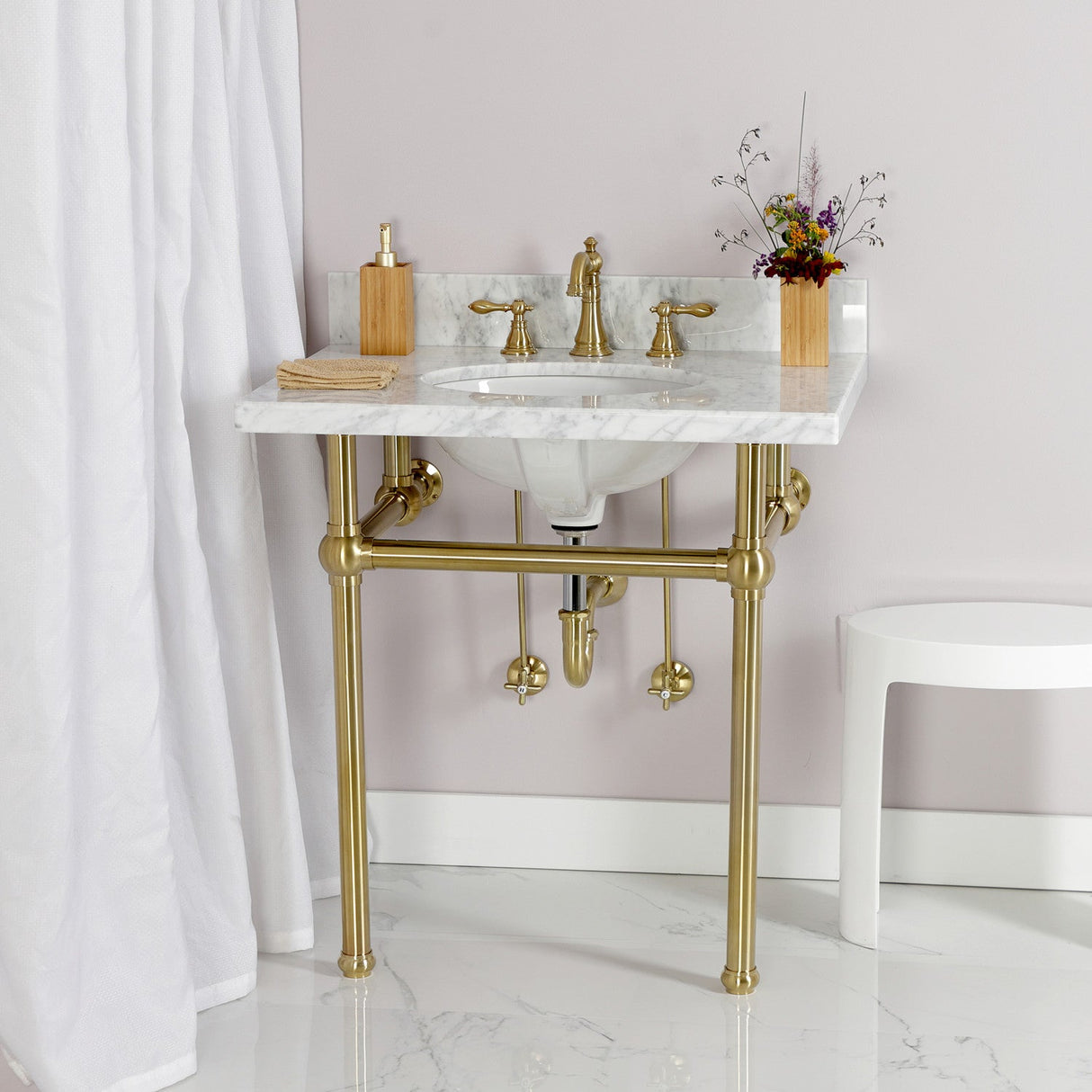 Trimscape KPK107P Traditional Plumbing Supply Kit Combo with P-Trap, Brushed Brass