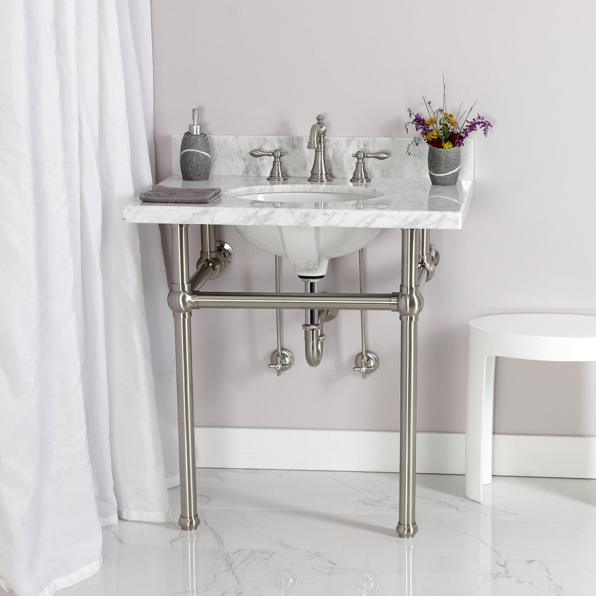 Trimscape KPK108P Traditional Plumbing Supply Kit Combo with P-Trap, Brushed Nickel