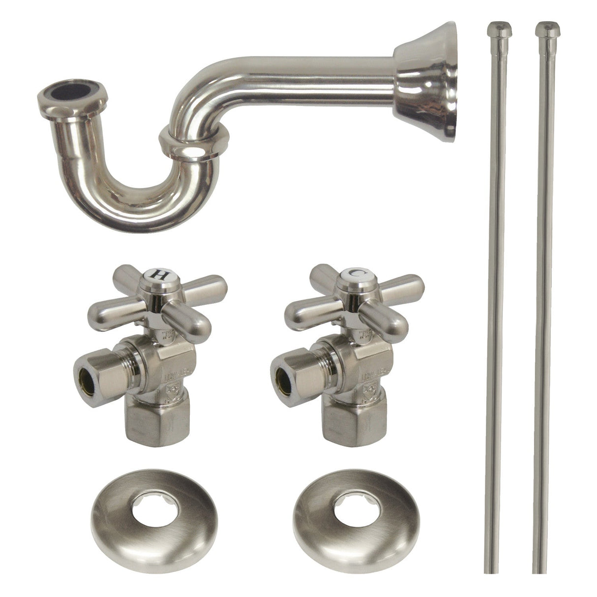 Trimscape KPK108P Traditional Plumbing Supply Kit Combo with P-Trap, Brushed Nickel