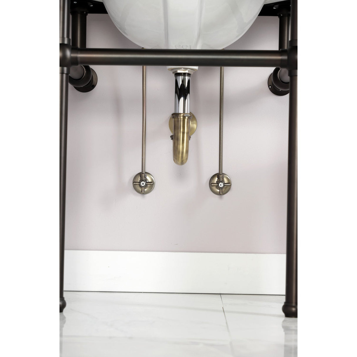 Gourmet Scape™ KPK203 Traditional Plumbing Supply Kit Combo with 1-1/2" P-Trap, Antique Brass