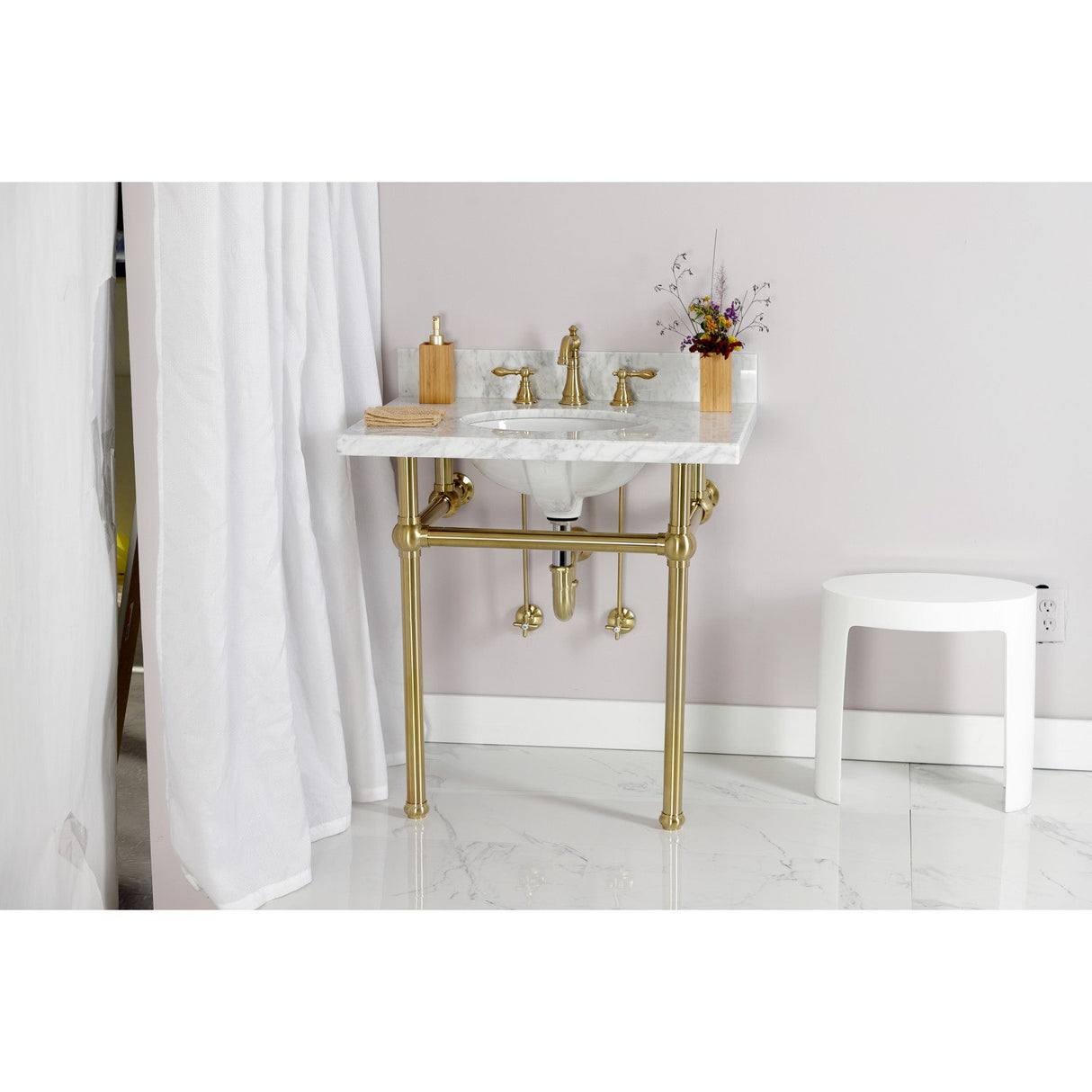 Gourmet Scape™ KPK207 Traditional Plumbing Supply Kit Combo with 1-1/2" P-Trap, Brushed Brass