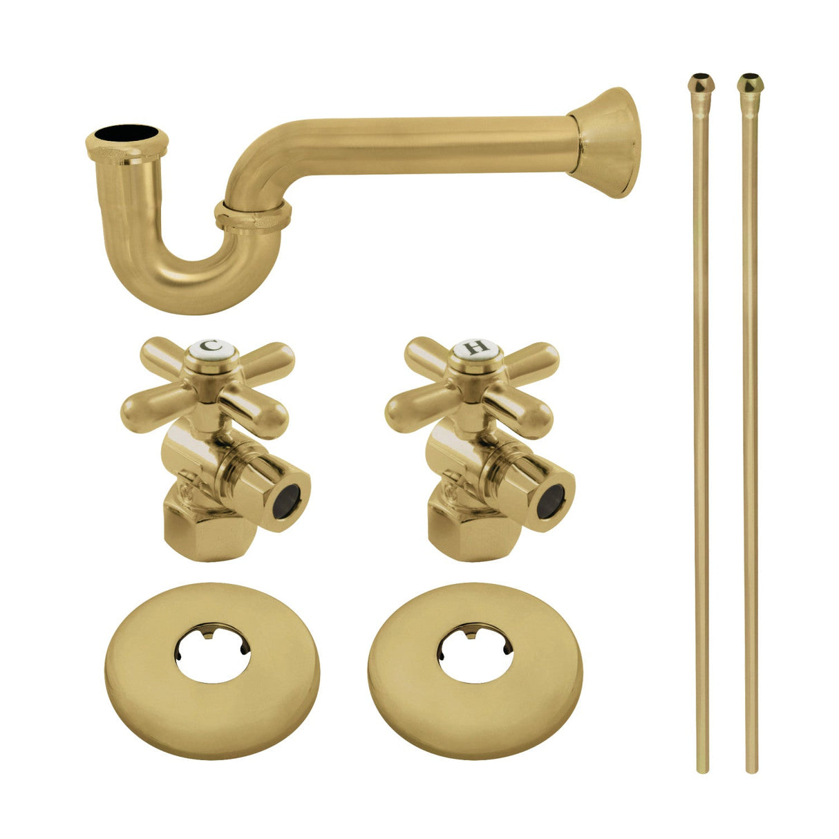 Gourmet Scape™ KPK207 Traditional Plumbing Supply Kit Combo with 1-1/2" P-Trap, Brushed Brass