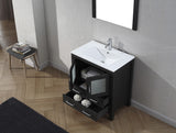 Virtu USA Dior 30" Single Bath Vanity with White Ceramic Top and Integrated Square Sink with Matching Mirror