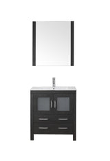 Virtu USA Dior 30" Single Bath Vanity with Slim White Ceramic Top and Square Sink with Polished Chrome Faucet and Mirror - Luxe Bathroom Vanities Luxury Bathroom Fixtures Bathroom Furniture