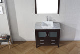 Virtu USA Dior 32" Single Bath Vanity with White Marble Top and Square Sink with Brushed Nickel Faucet with Matching Mirror