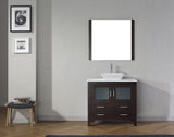 Virtu USA Dior 36" Single Bath Vanity with White Engineered Stone Top and Square Sink with Matching Mirror