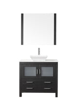 Virtu USA Dior 36" Single Bath Vanity with White Engineered Stone Top and Square Sink with Polished Chrome Faucet and Mirror - Luxe Bathroom Vanities