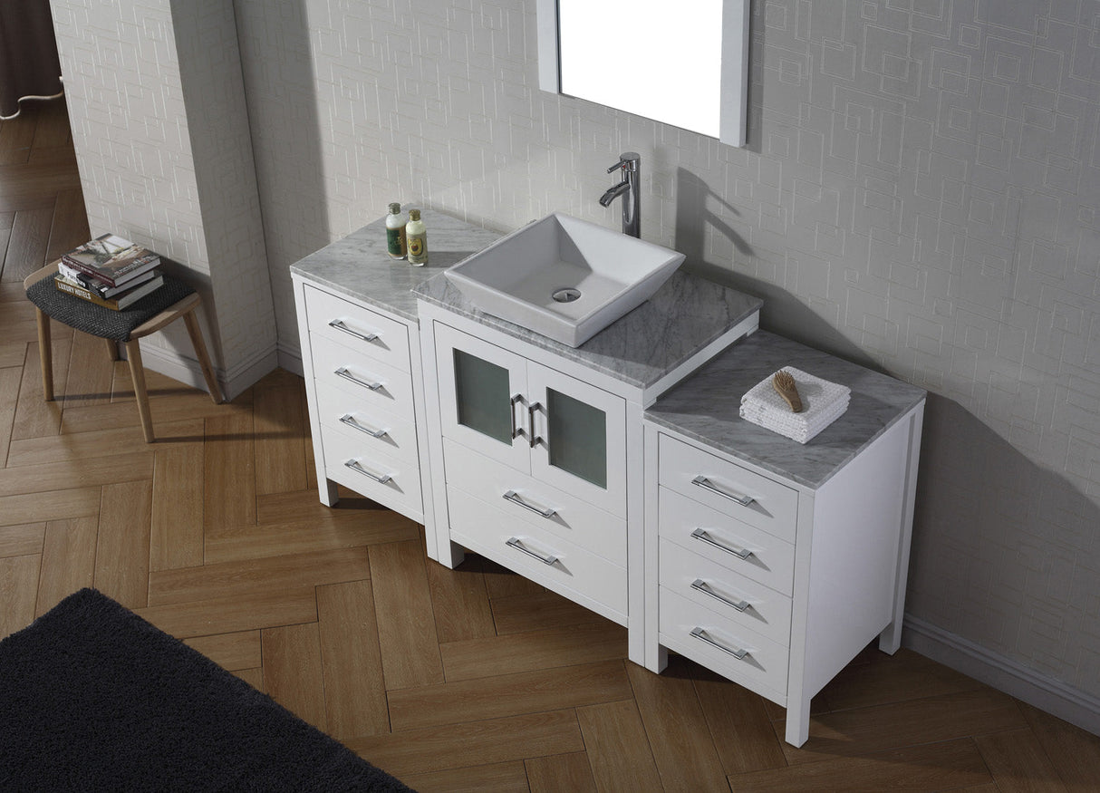 Virtu USA Dior 60" Single Bath Vanity with White Marble Top and Square Sink with Matching Mirror