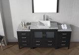 Virtu USA Dior 66" Single Bath Vanity with White Marble Top and Square Sink with Brushed Nickel Faucet with Matching Mirror