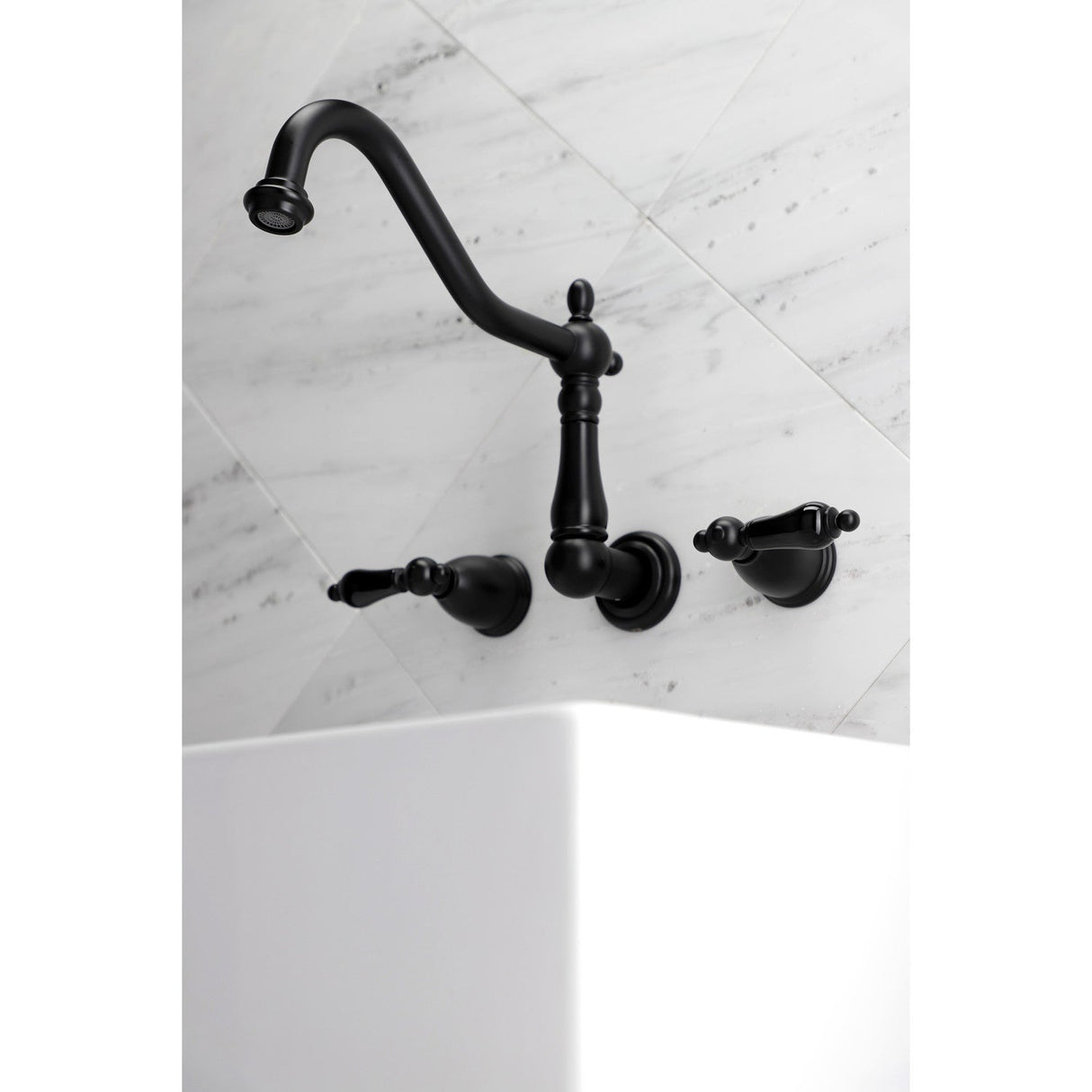 Duchess KS1020PKL Two-Handle 3-Hole Wall Mount Roman Tub Faucet, Matte Black