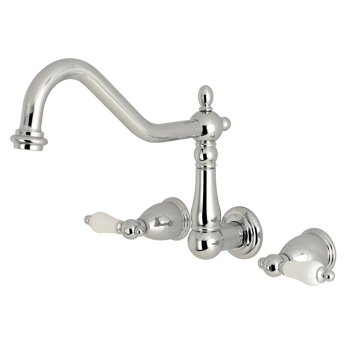 Heritage KS1021PL Two-Handle 3-Hole Wall Mount Roman Tub Faucet, Polished Chrome