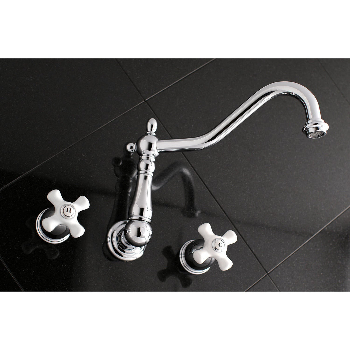 Heritage KS1021PX Two-Handle 3-Hole Wall Mount Roman Tub Faucet, Polished Chrome