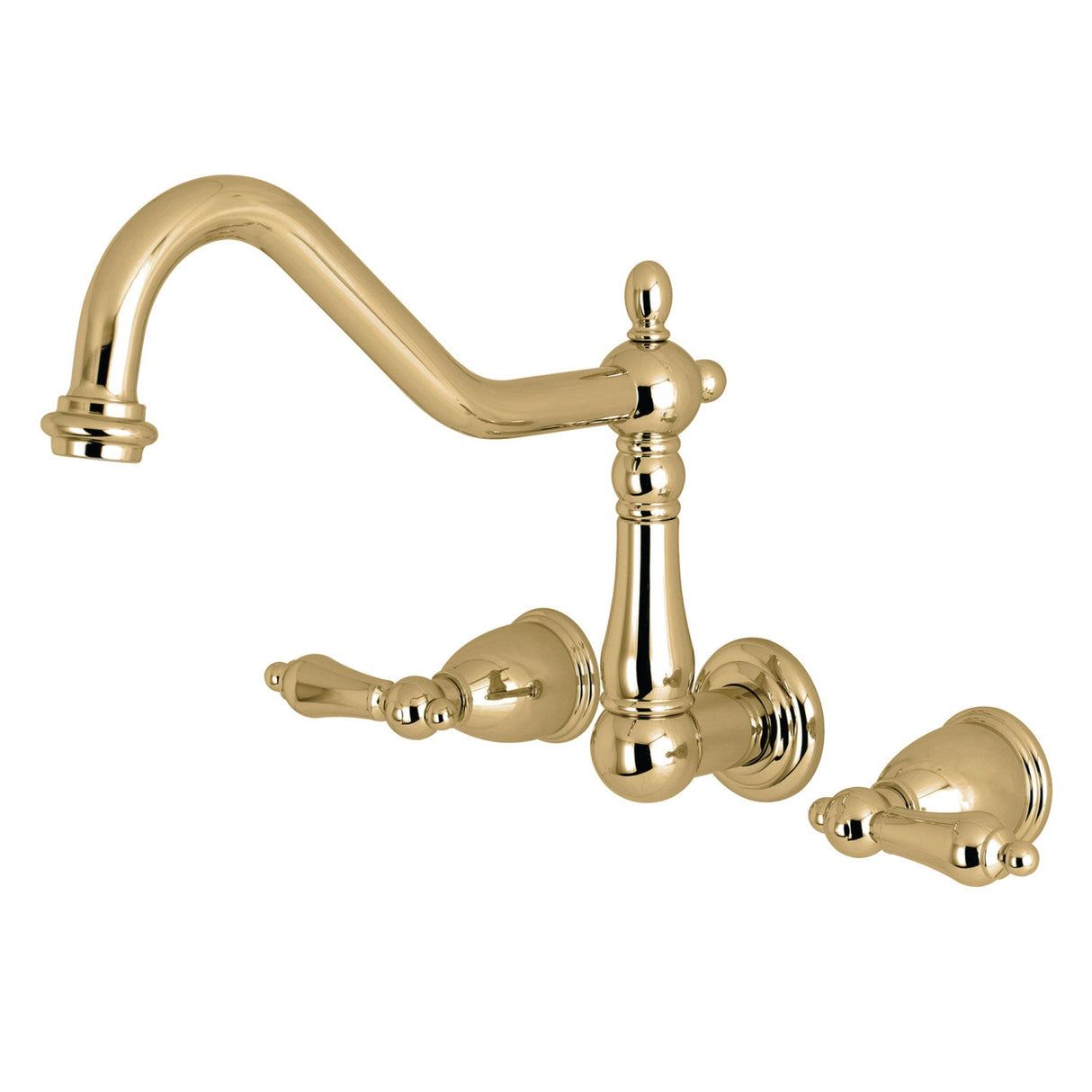 Heritage KS1022AL Two-Handle 3-Hole Wall Mount Roman Tub Faucet, Polished Brass