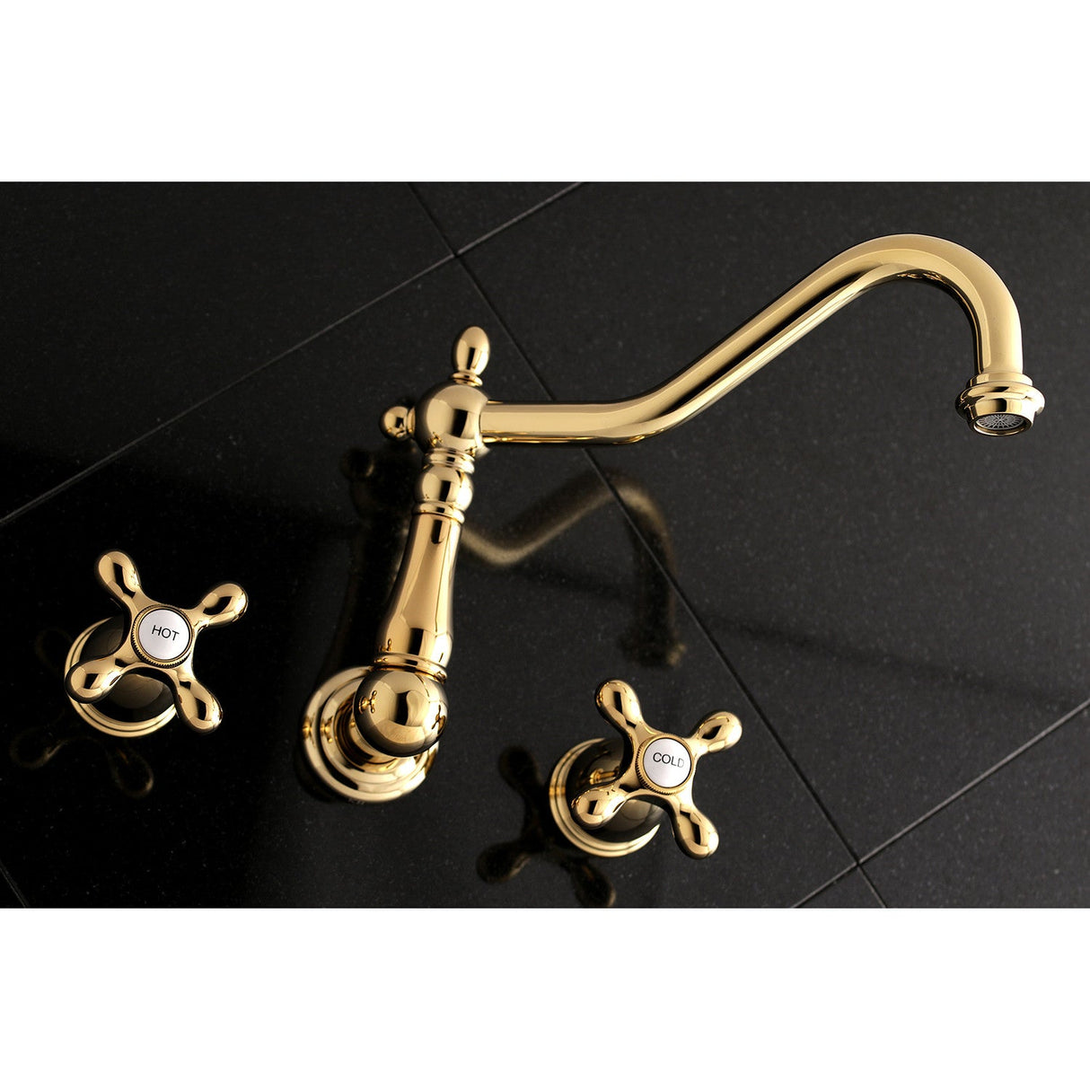 Heritage KS1022AX Two-Handle 3-Hole Wall Mount Roman Tub Faucet, Polished Brass