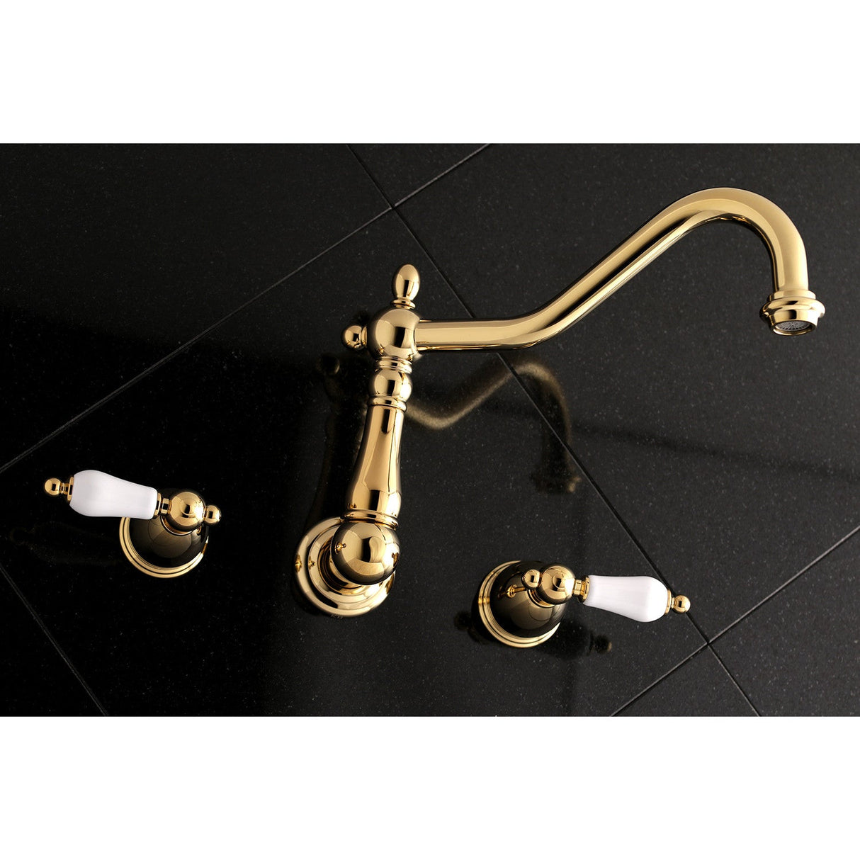 Heritage KS1022PL Two-Handle 3-Hole Wall Mount Roman Tub Faucet, Polished Brass