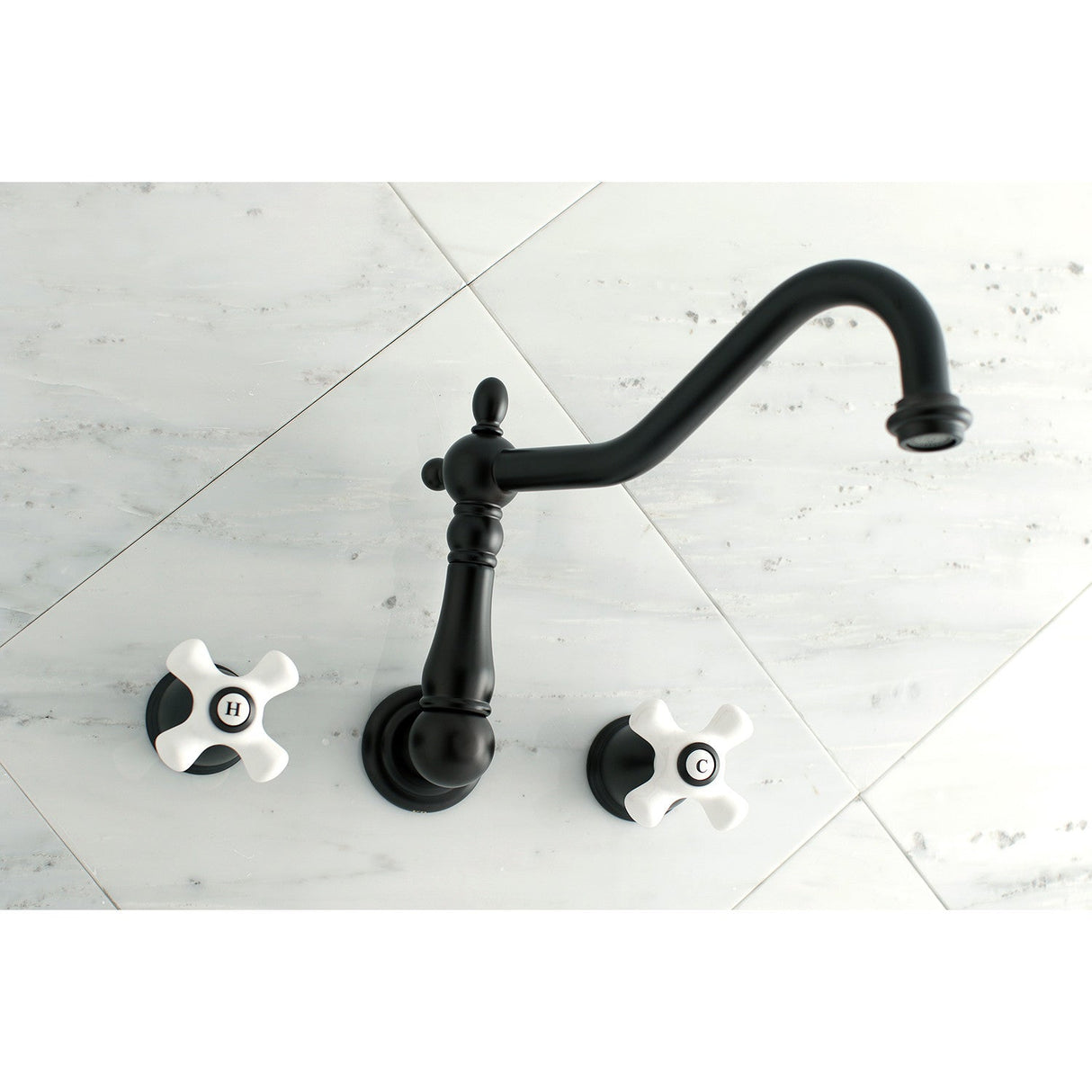 Heritage KS1025PX Two-Handle 3-Hole Wall Mount Roman Tub Faucet, Oil Rubbed Bronze