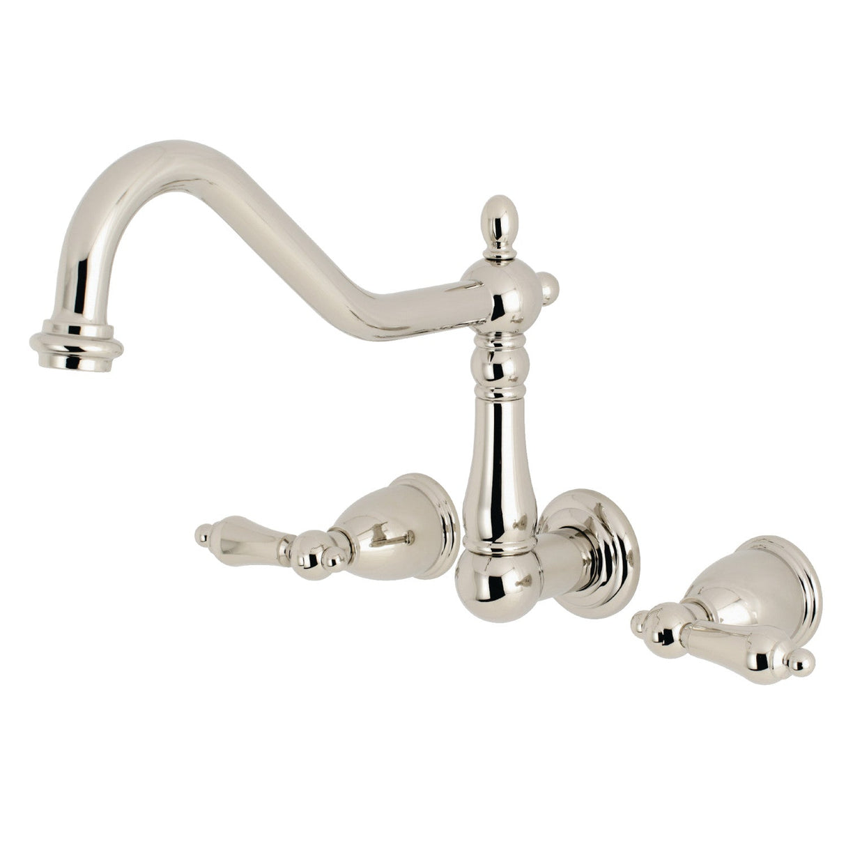 Heritage KS1026AL Two-Handle 3-Hole Wall Mount Roman Tub Faucet, Polished Nickel