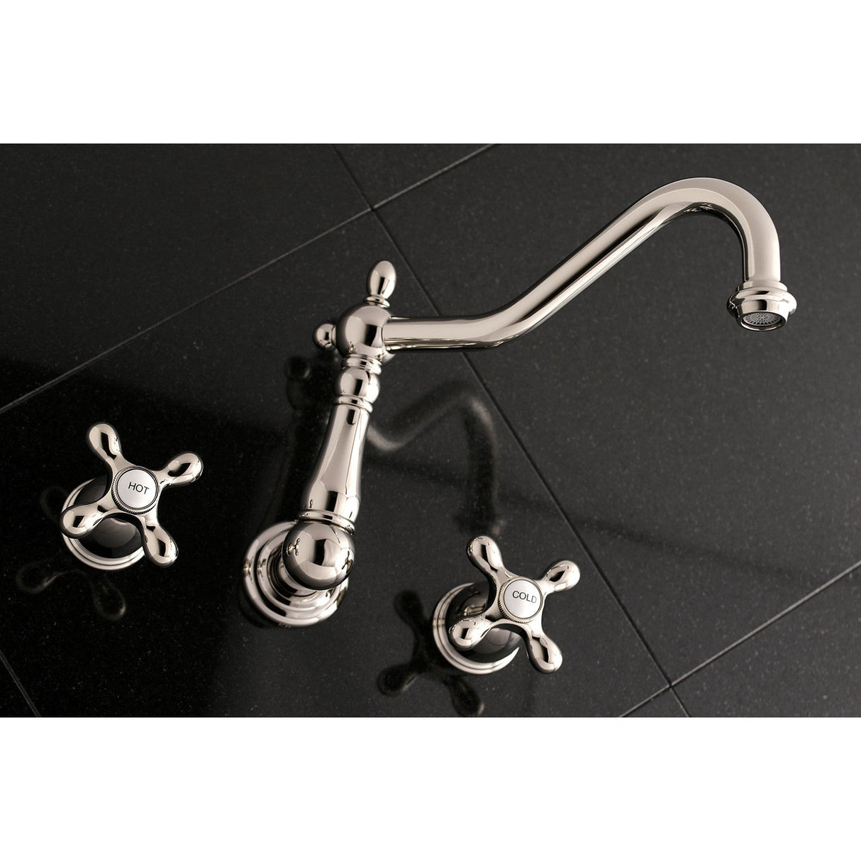 Heritage KS1026AX Two-Handle 3-Hole Wall Mount Roman Tub Faucet, Polished Nickel
