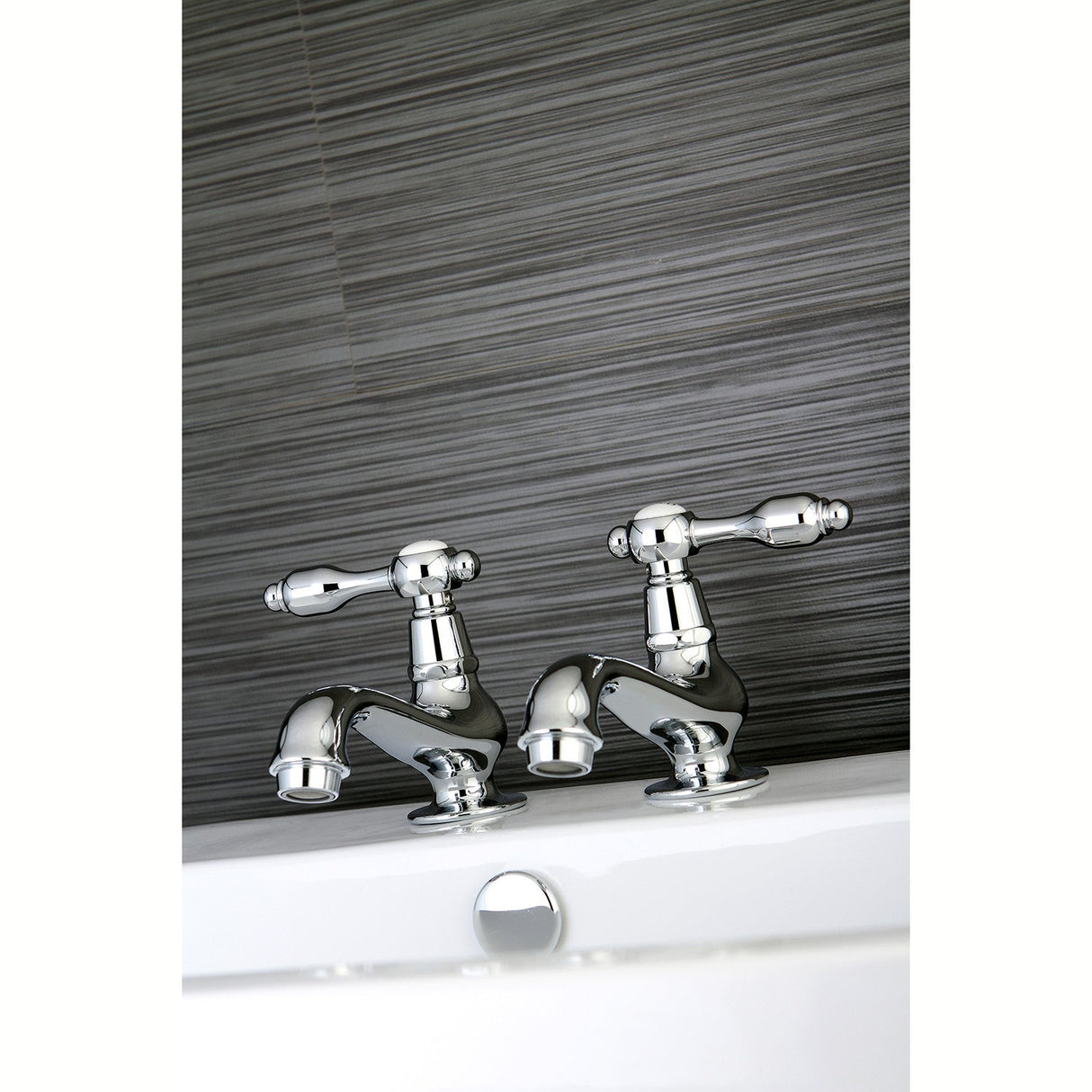 Tudor KS1101TAL Two-Handle Deck Mount Basin Tap Faucet, Polished Chrome