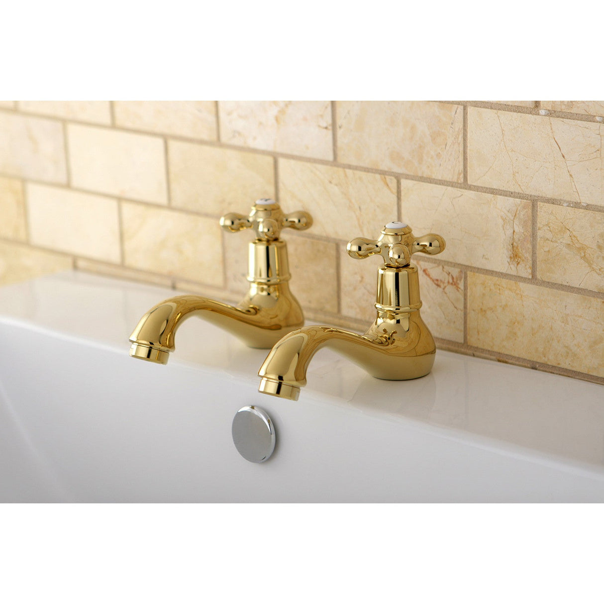 Heritage KS1102AX Two-Handle Deck Mount Basin Tap Faucet, Polished Brass