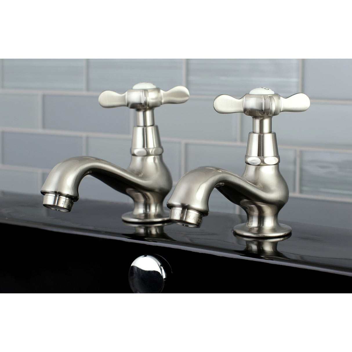 Essex KS1108BEX Two-Handle Deck Mount Basin Tap Faucet, Brushed Nickel