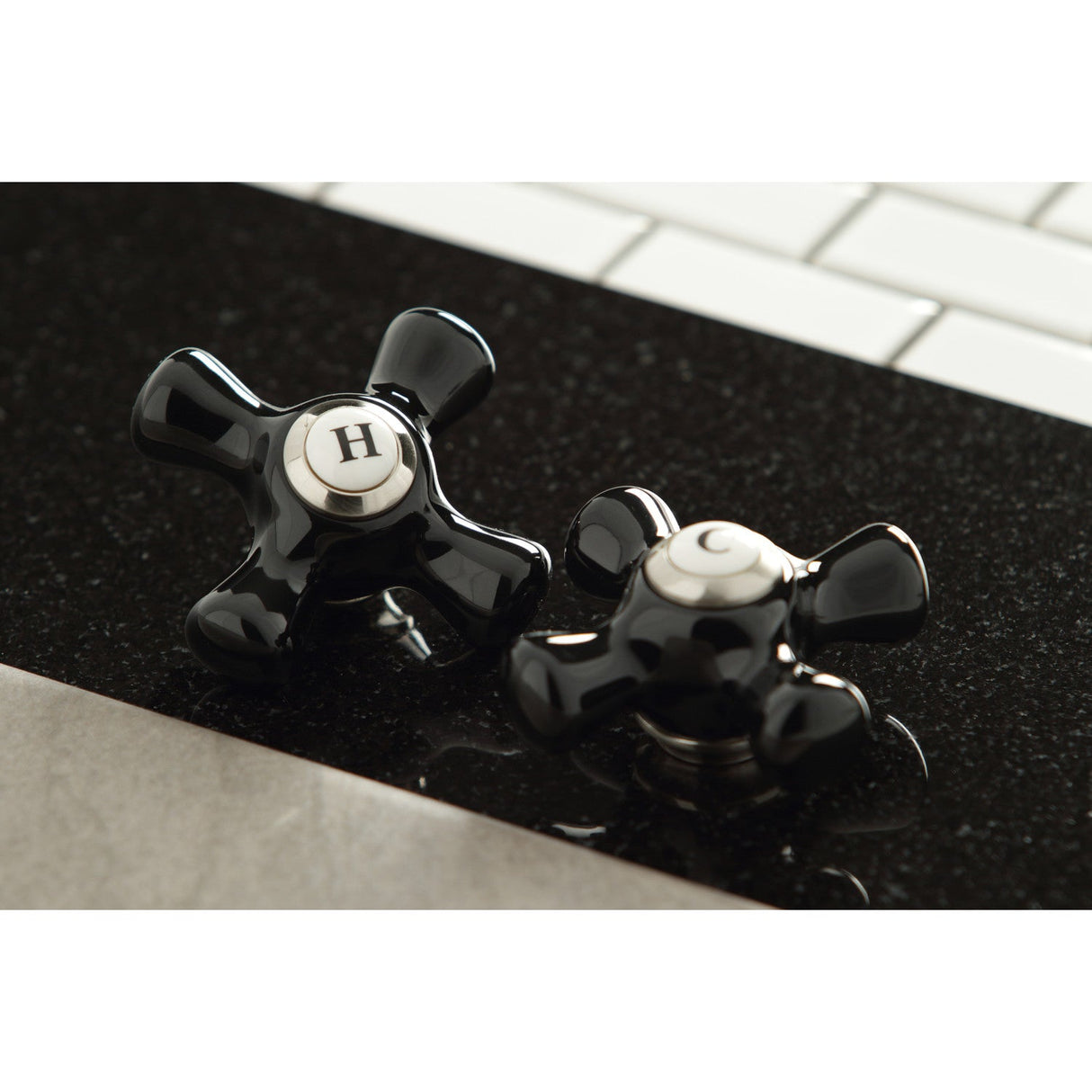 Duchess KS1108PKX Two-Handle Deck Mount Basin Tap Faucet, Brushed Nickel