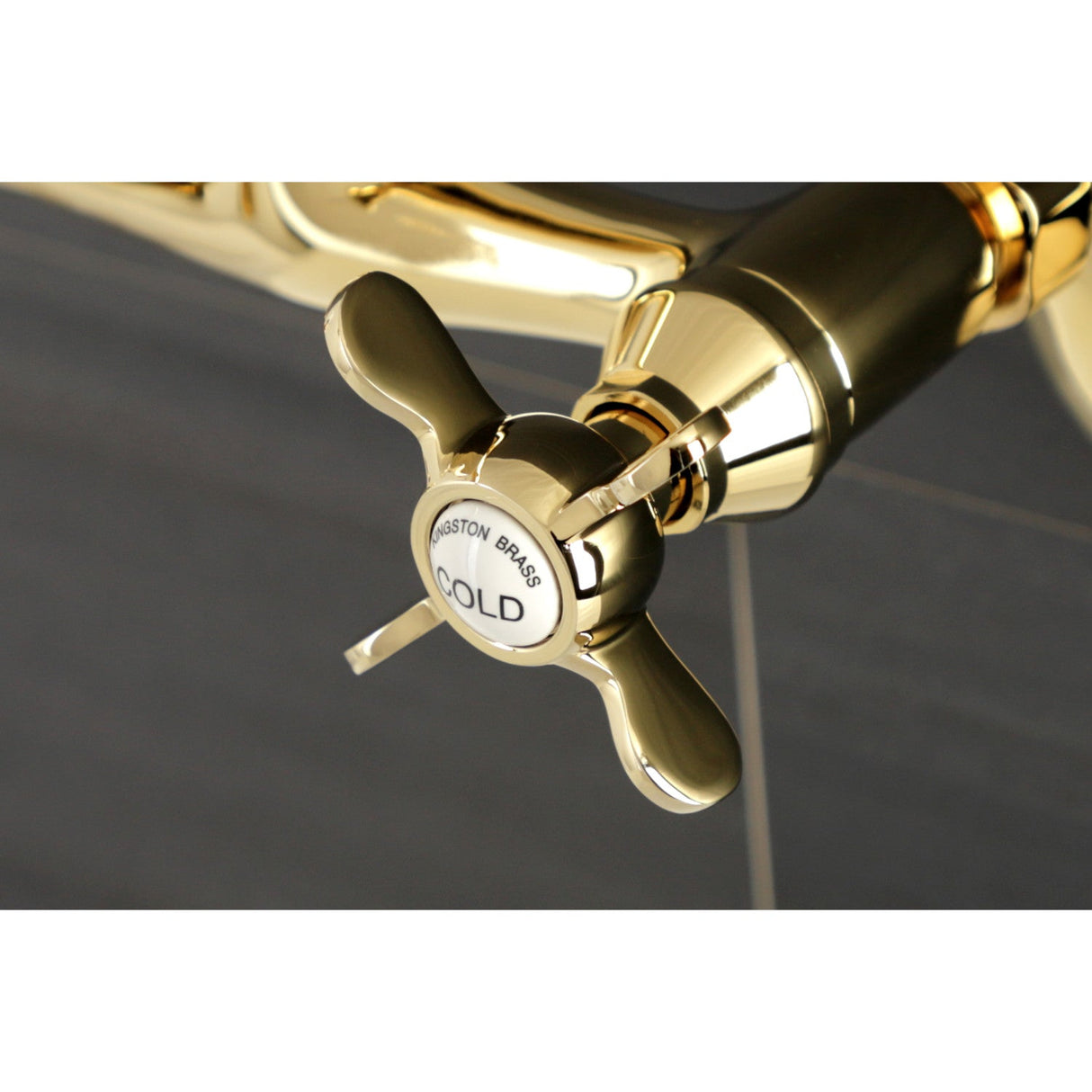 Kingston KS112PB Two-Handle 2-Hole Wall Mount Bar Faucet, Polished Brass