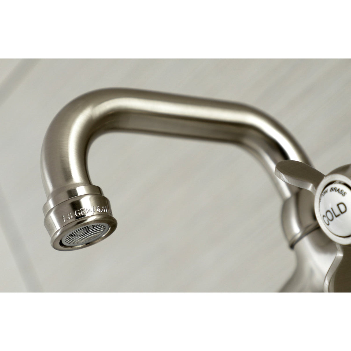 Kingston KS112SN Two-Handle 2-Hole Wall Mount Bar Faucet, Brushed Nickel