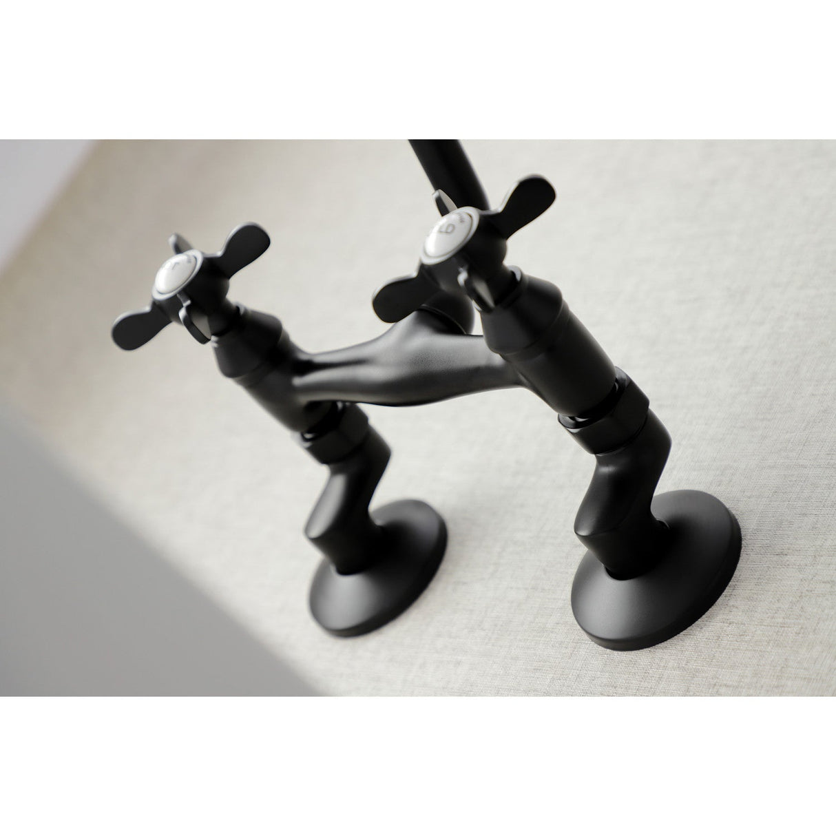Essex KS113MB Two-Handle 2-Hole Wall Mount Kitchen Faucet, Matte Black