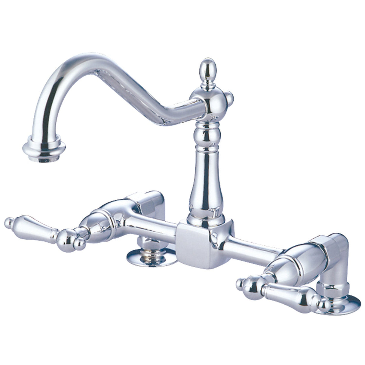 Heritage KS1141AL Two-Handle 2-Hole Deck Mount Bridge Kitchen Faucet, Polished Chrome