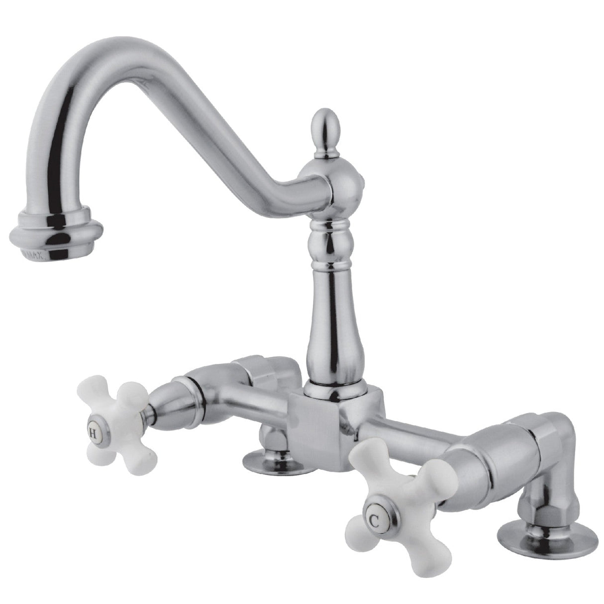 Heritage KS1141PX Two-Handle 2-Hole Deck Mount Bridge Kitchen Faucet, Polished Chrome