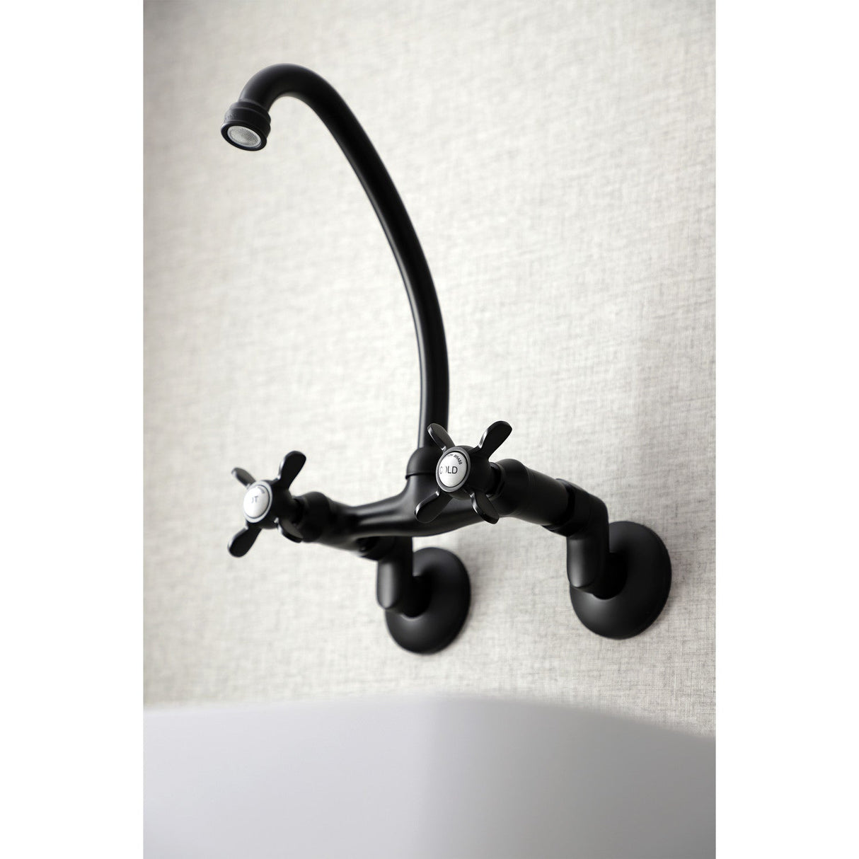 Essex KS114MB Two-Handle 2-Hole Wall Mount Kitchen Faucet, Matte Black