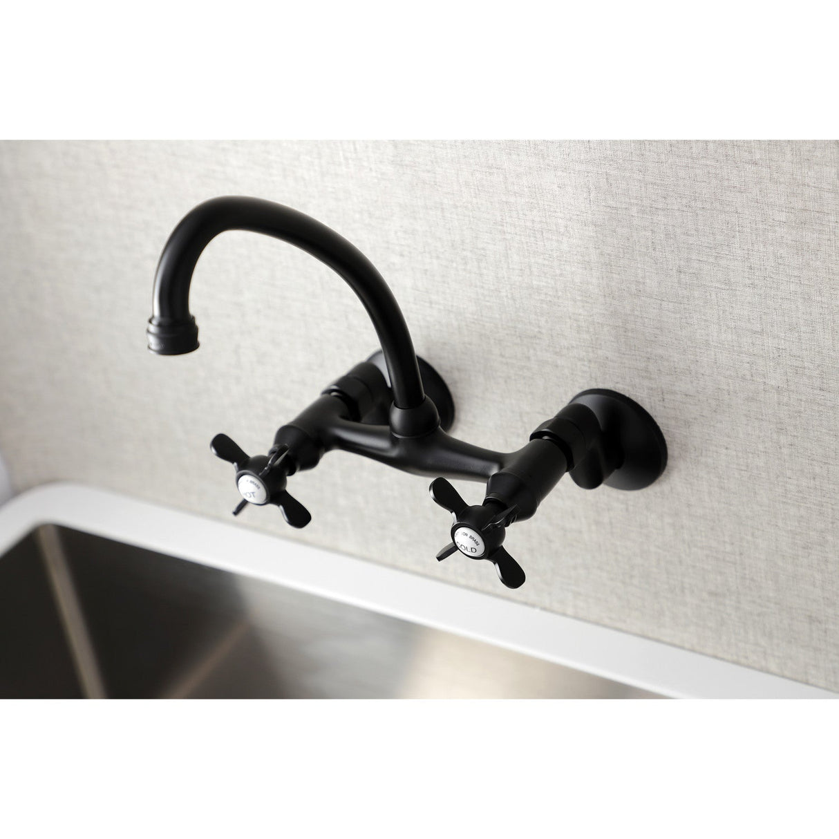 Essex KS114MB Two-Handle 2-Hole Wall Mount Kitchen Faucet, Matte Black