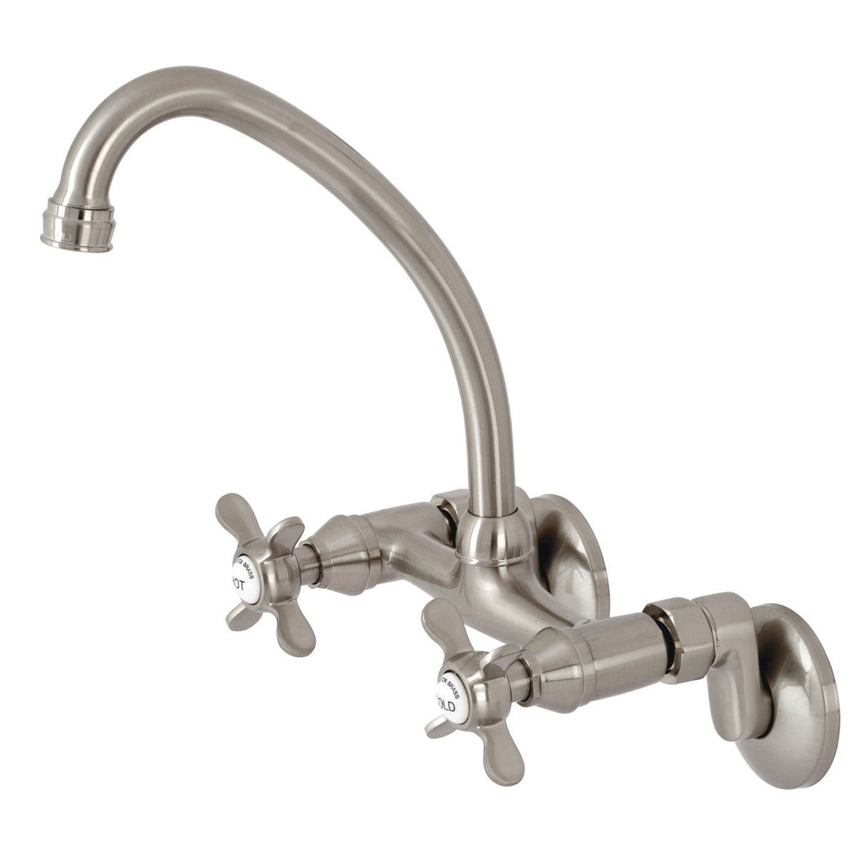 Essex KS114SN Two-Handle 2-Hole Wall Mount Kitchen Faucet, Brushed Nickel