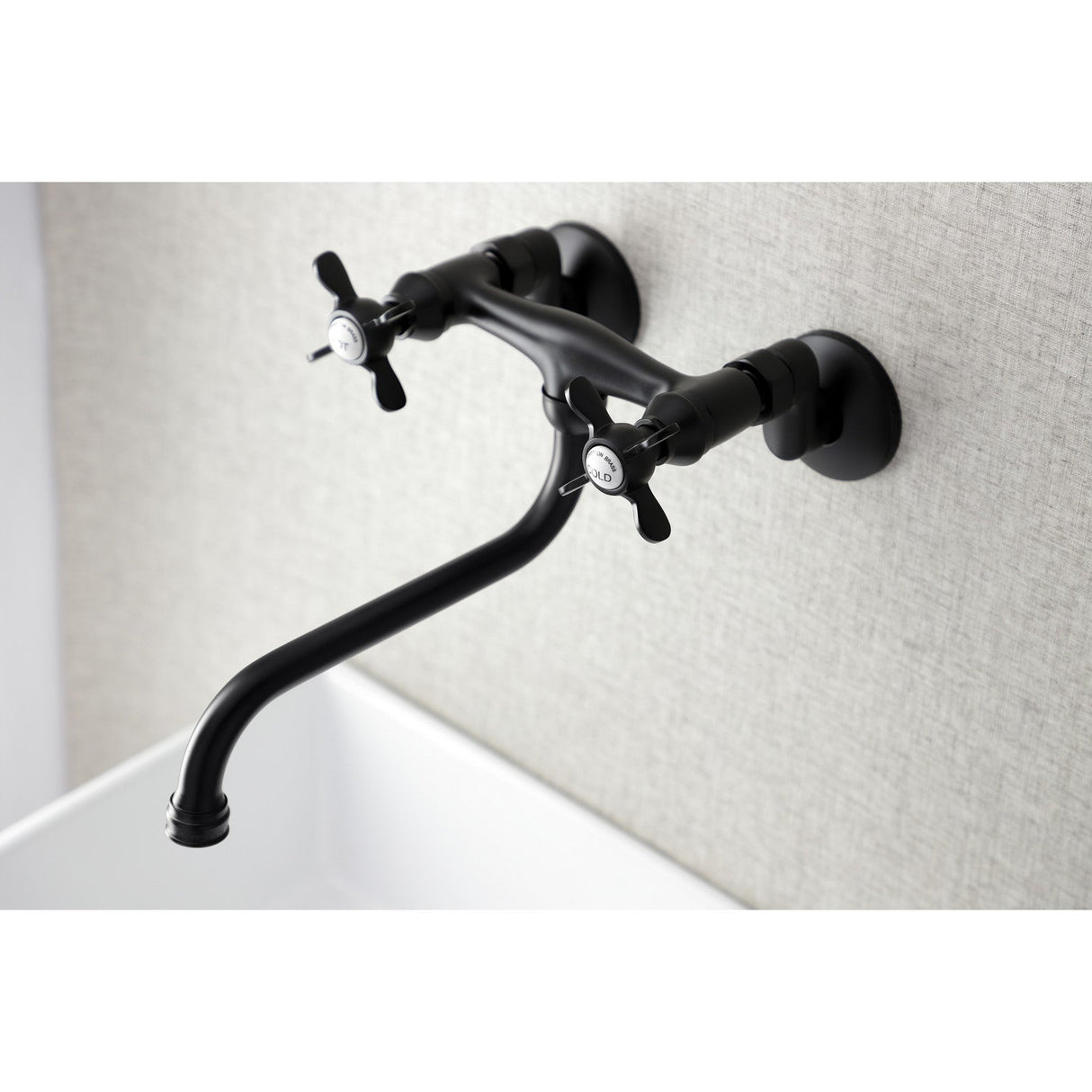 Essex KS115MB Two-Handle 2-Hole Wall Mount Bathroom Faucet, Matte Black