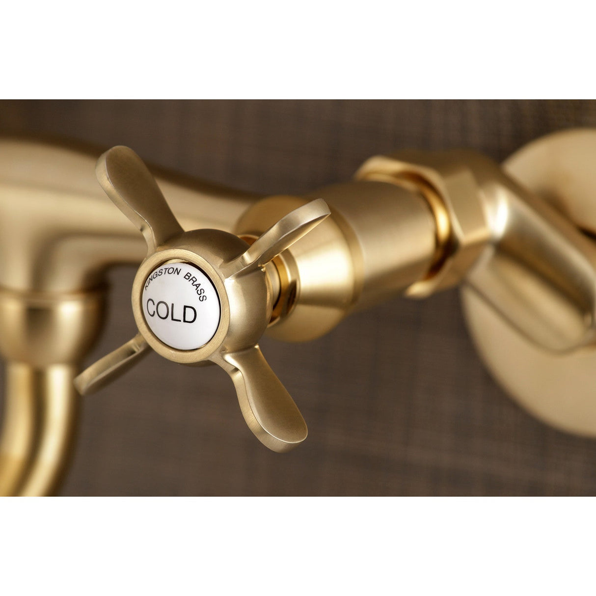 Essex KS115SB Two-Handle 2-Hole Wall Mount Bathroom Faucet, Brushed Brass