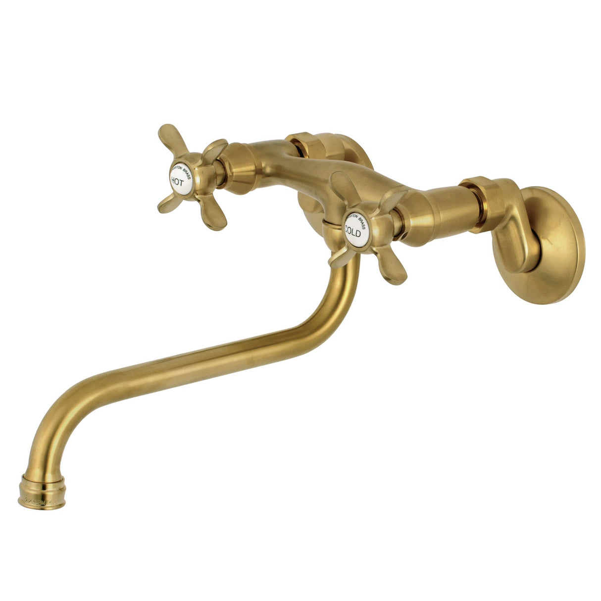 Essex KS115SB Two-Handle 2-Hole Wall Mount Bathroom Faucet, Brushed Brass