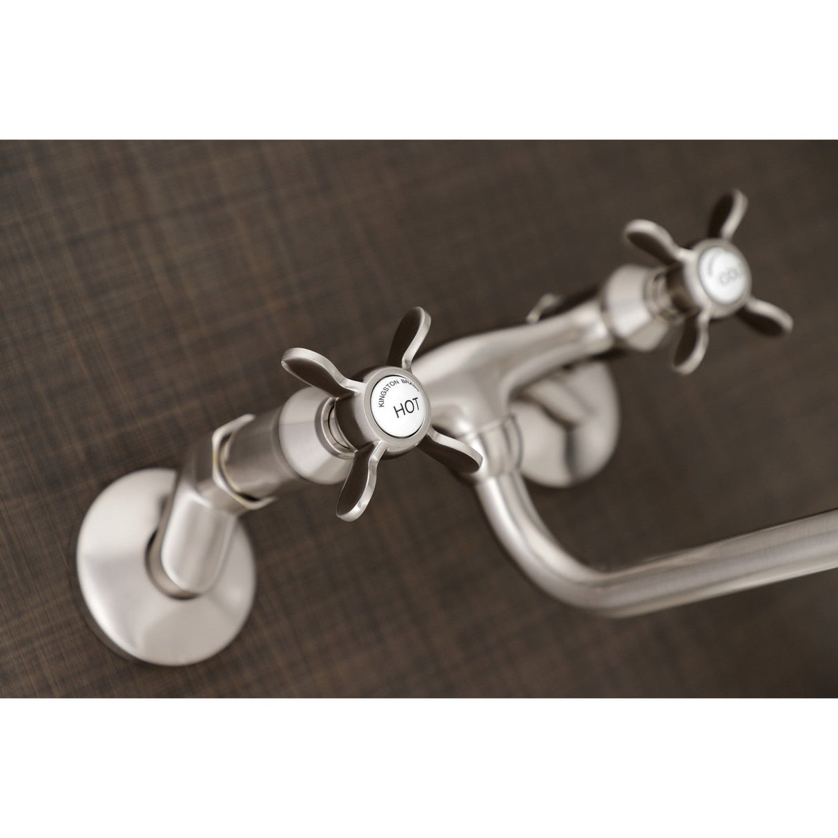 Essex KS115SN Two-Handle 2-Hole Wall Mount Bathroom Faucet, Brushed Nickel