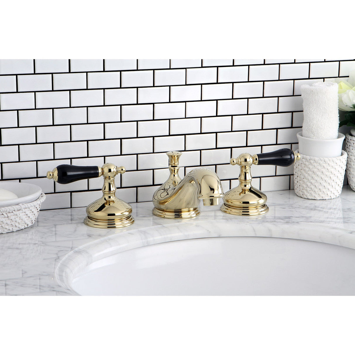 Duchess KS1162PKL Two-Handle 3-Hole Deck Mount Widespread Bathroom Faucet with Brass Pop-Up, Polished Brass