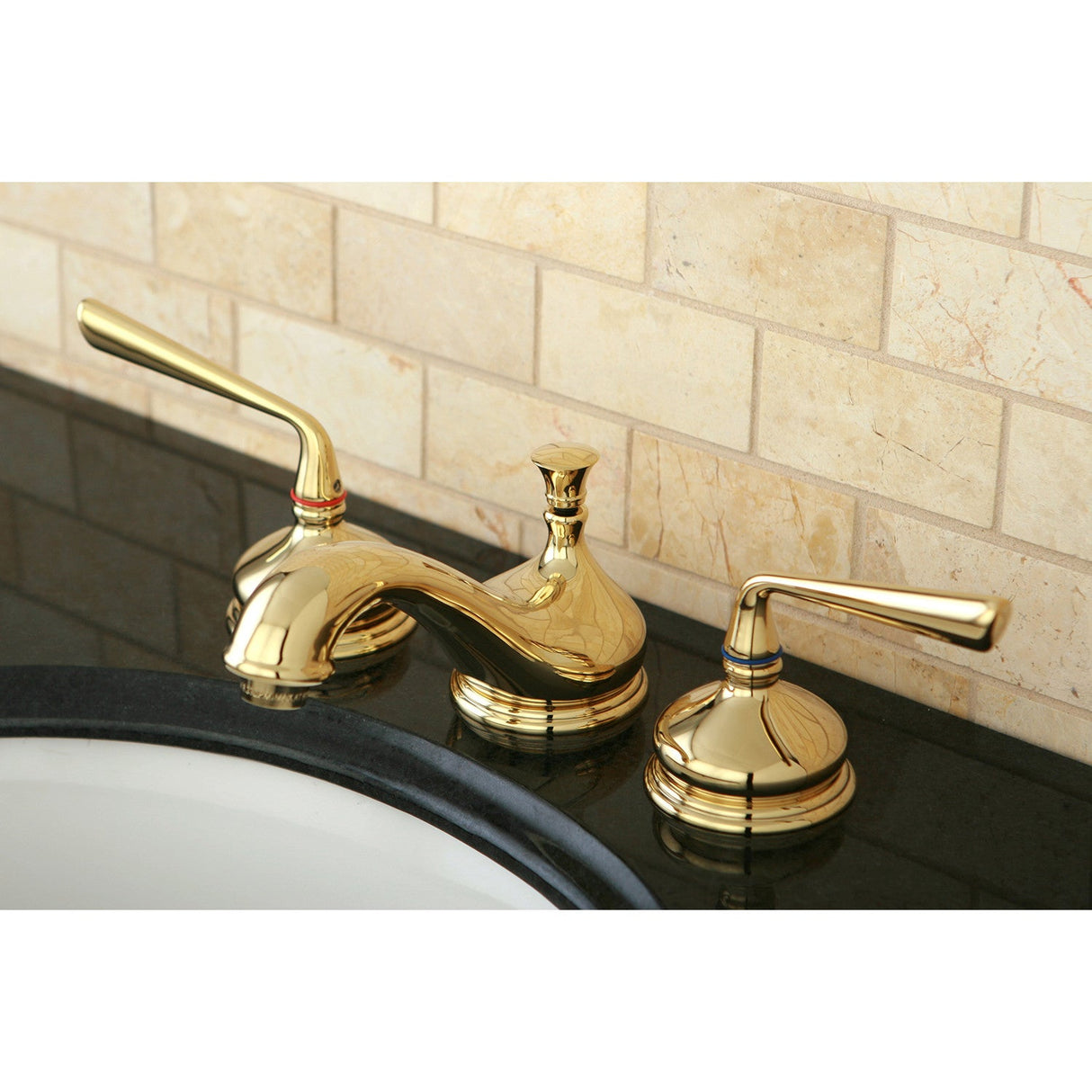 Silver Sage KS1162ZL Two-Handle 3-Hole Deck Mount Widespread Bathroom Faucet with Brass Pop-Up, Polished Brass