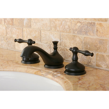 Heritage KS1165NL Two-Handle 3-Hole Deck Mount Widespread Bathroom Faucet with Brass Pop-Up, Oil Rubbed Bronze