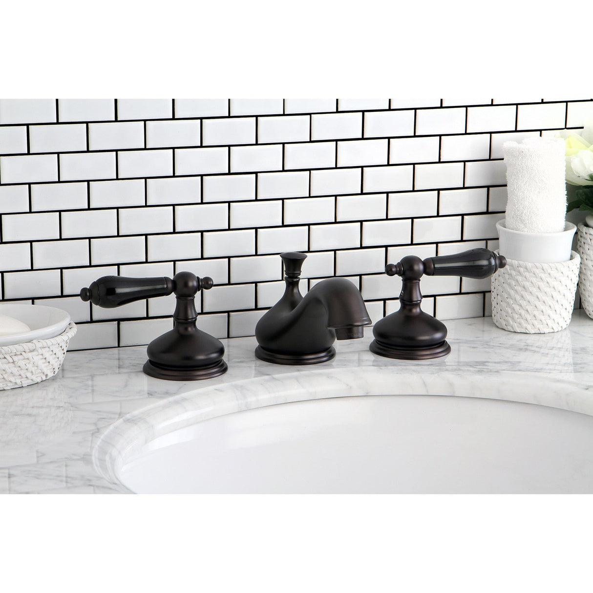 Duchess KS1165PKL Two-Handle 3-Hole Deck Mount Widespread Bathroom Faucet with Brass Pop-Up, Oil Rubbed Bronze
