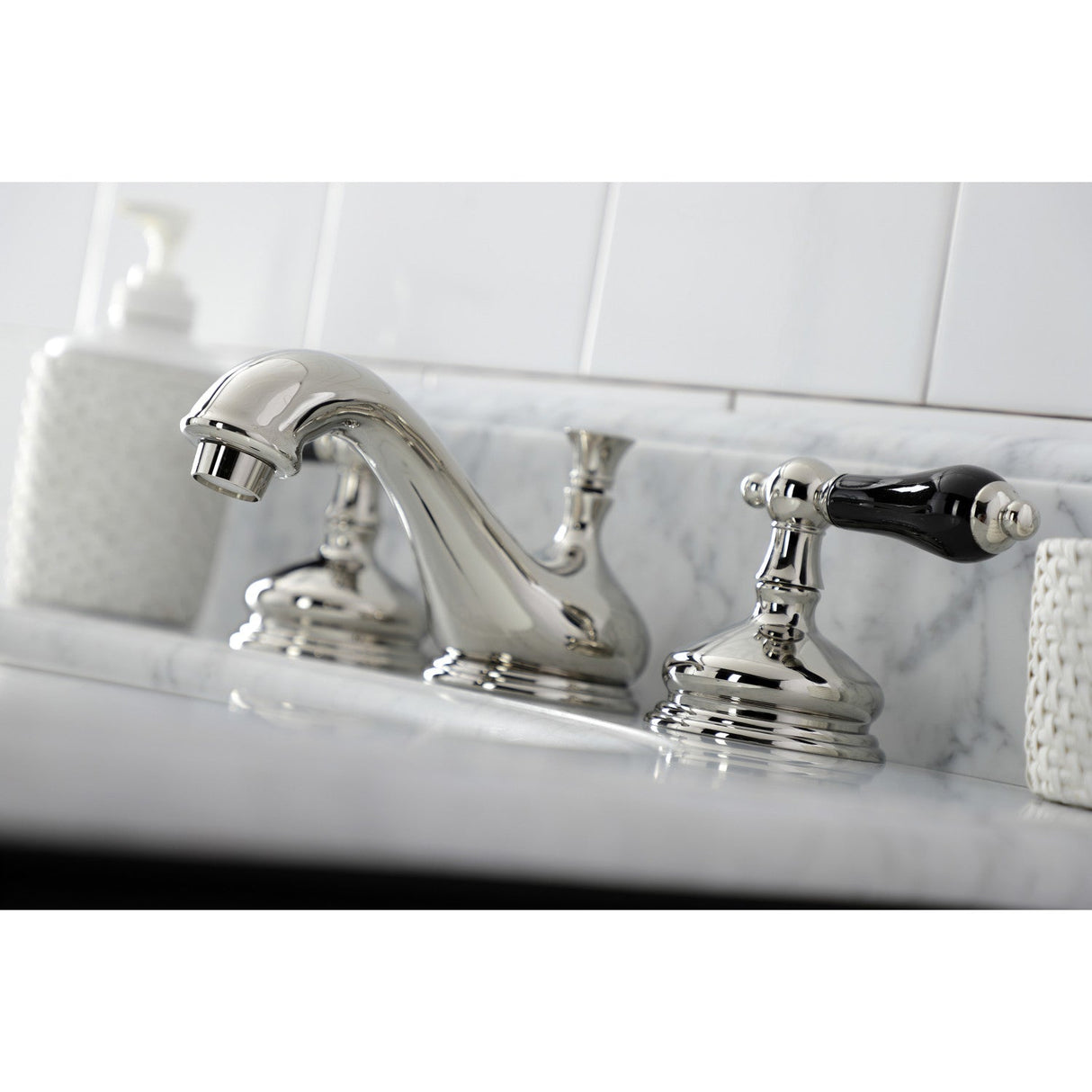 Duchess KS1166PKL Two-Handle 3-Hole Deck Mount Widespread Bathroom Faucet with Brass Pop-Up, Polished Nickel