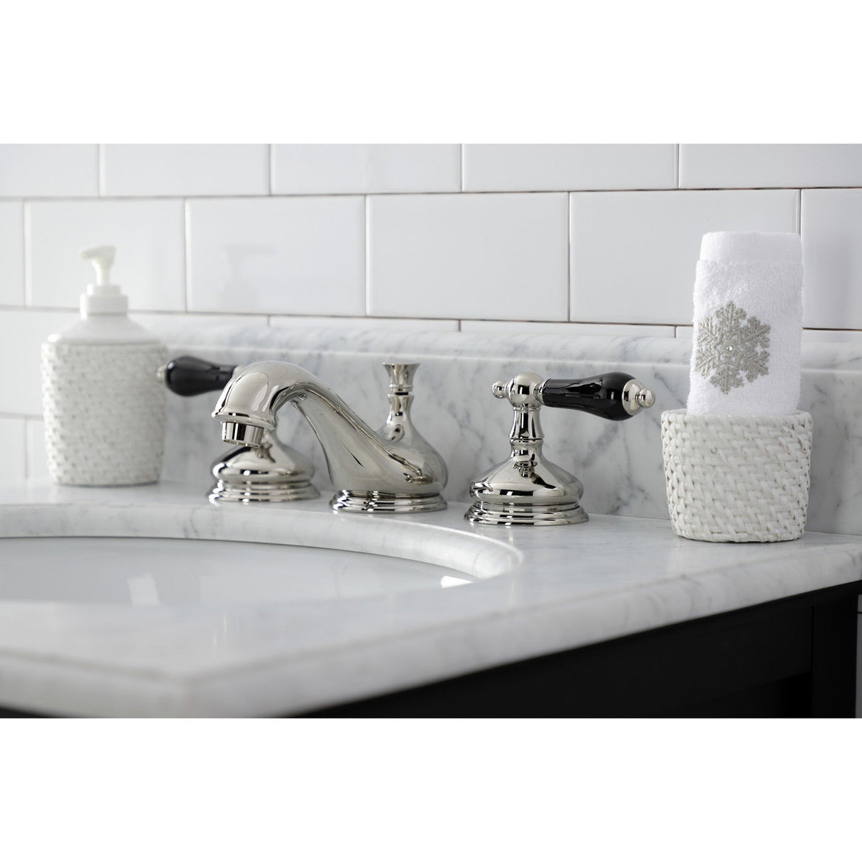 Duchess KS1166PKL Two-Handle 3-Hole Deck Mount Widespread Bathroom Faucet with Brass Pop-Up, Polished Nickel