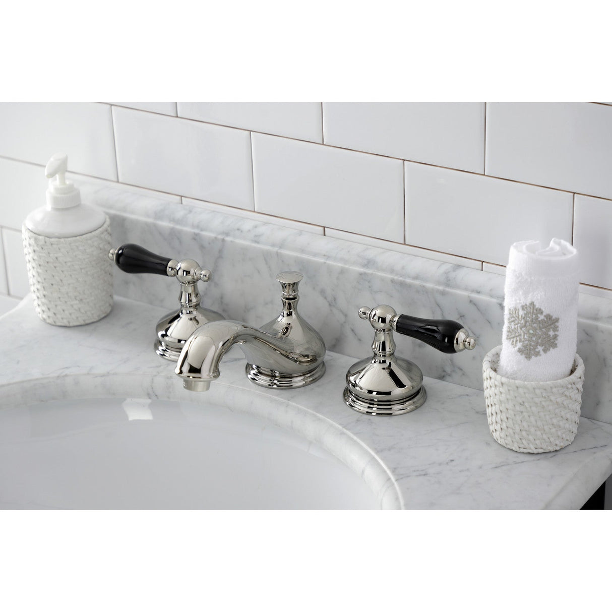 Duchess KS1166PKL Two-Handle 3-Hole Deck Mount Widespread Bathroom Faucet with Brass Pop-Up, Polished Nickel