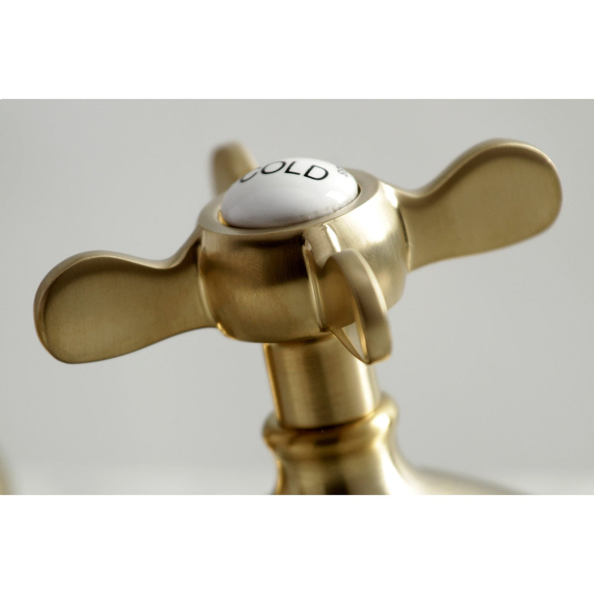 Essex KS1167BEX Two-Handle 3-Hole Deck Mount Widespread Bathroom Faucet with Brass Pop-Up, Brushed Brass