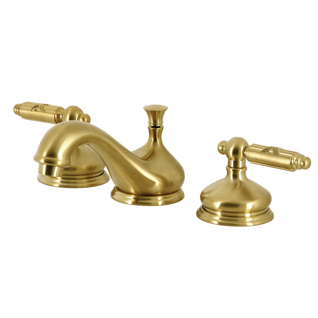 Georgian KS1167GL Two-Handle 3-Hole Deck Mount Widespread Bathroom Faucet with Brass Pop-Up, Brushed Brass