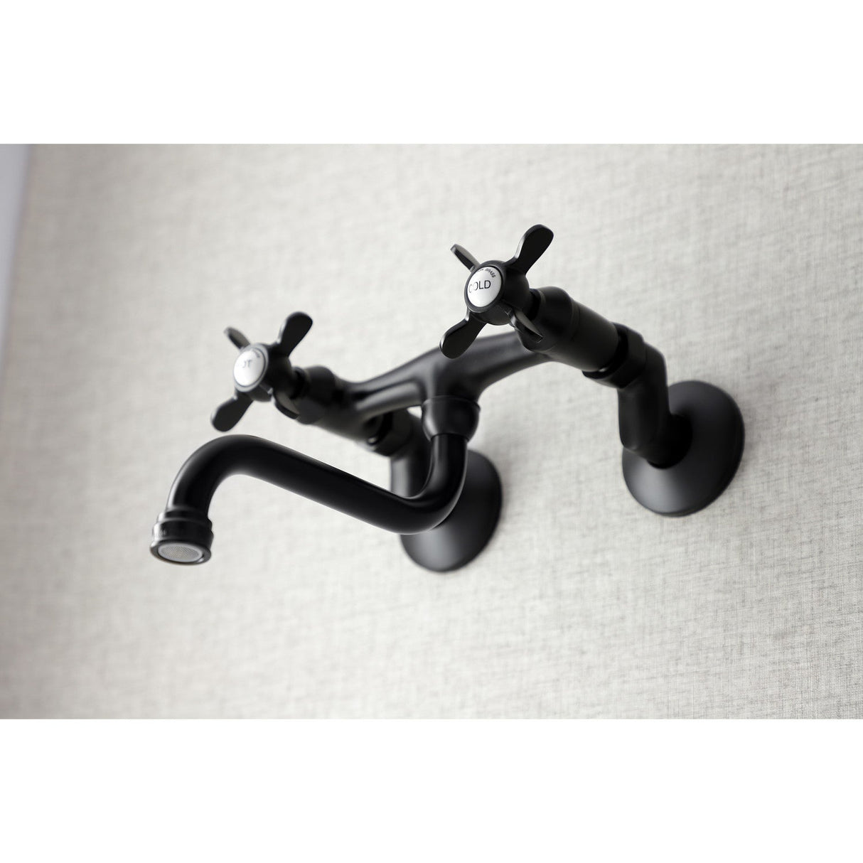 Essex KS116MB Two-Handle 2-Hole Wall Mount Bathroom Faucet, Matte Black